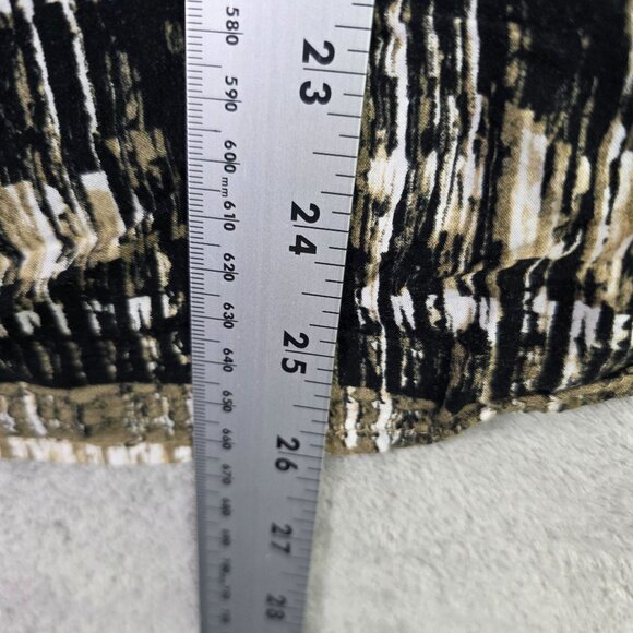 Womens Cato Black & Beige Abstract Print Rayon Blouse V Neck Tie Size 26/28W - Picture 6 of 8